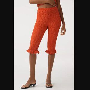 By Anthropologie Red Popcorn Knit Capri Pants S